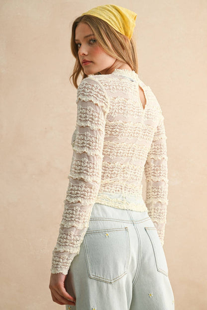 LACE TEXTURED LONG SLEEVE