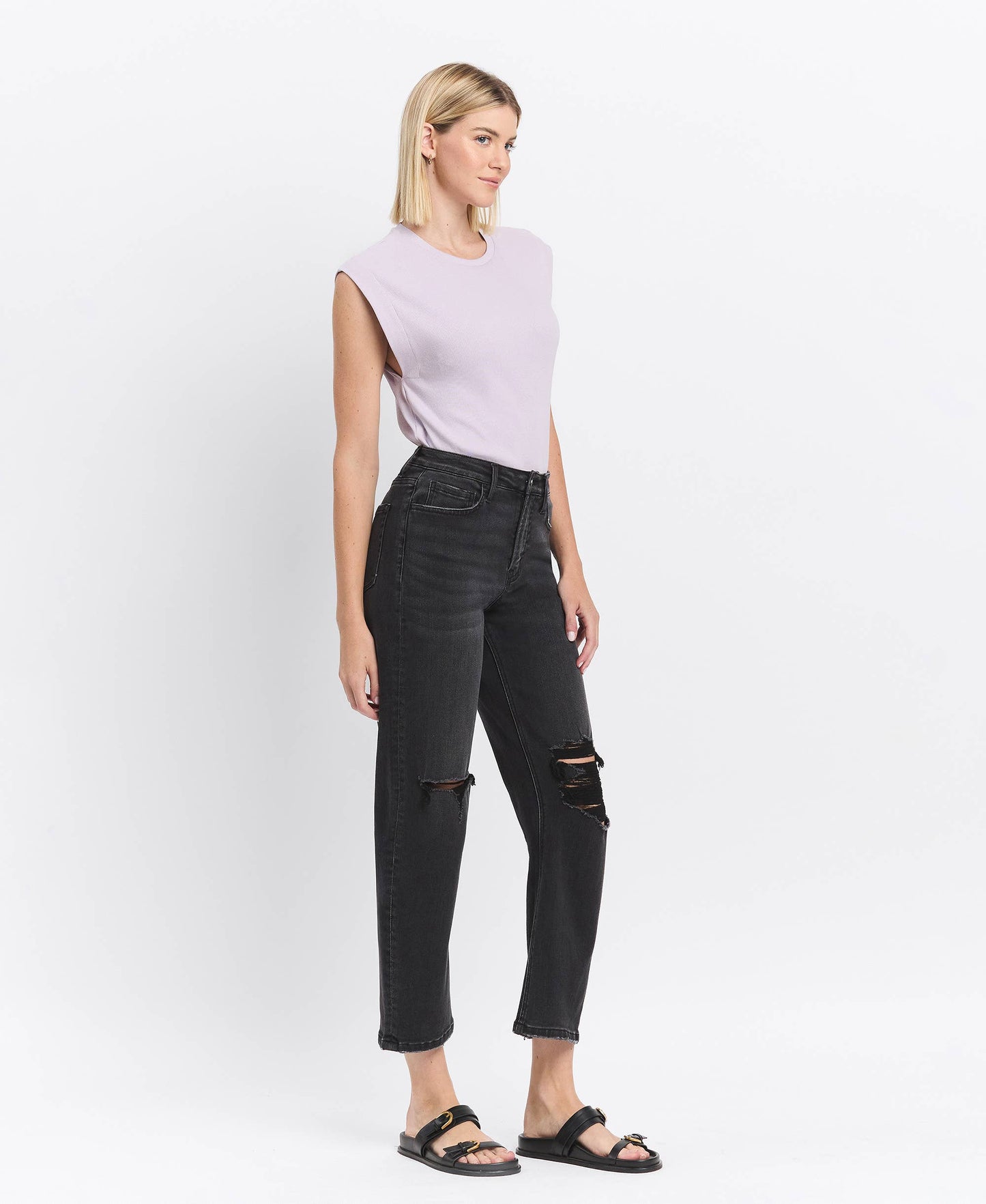HIGH RISE BARREL JEANS T6568