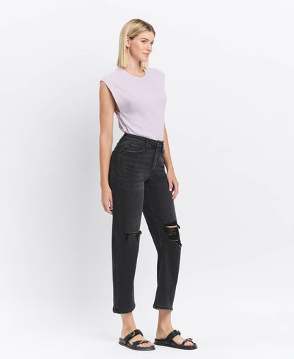 HIGH RISE BARREL JEANS T6568