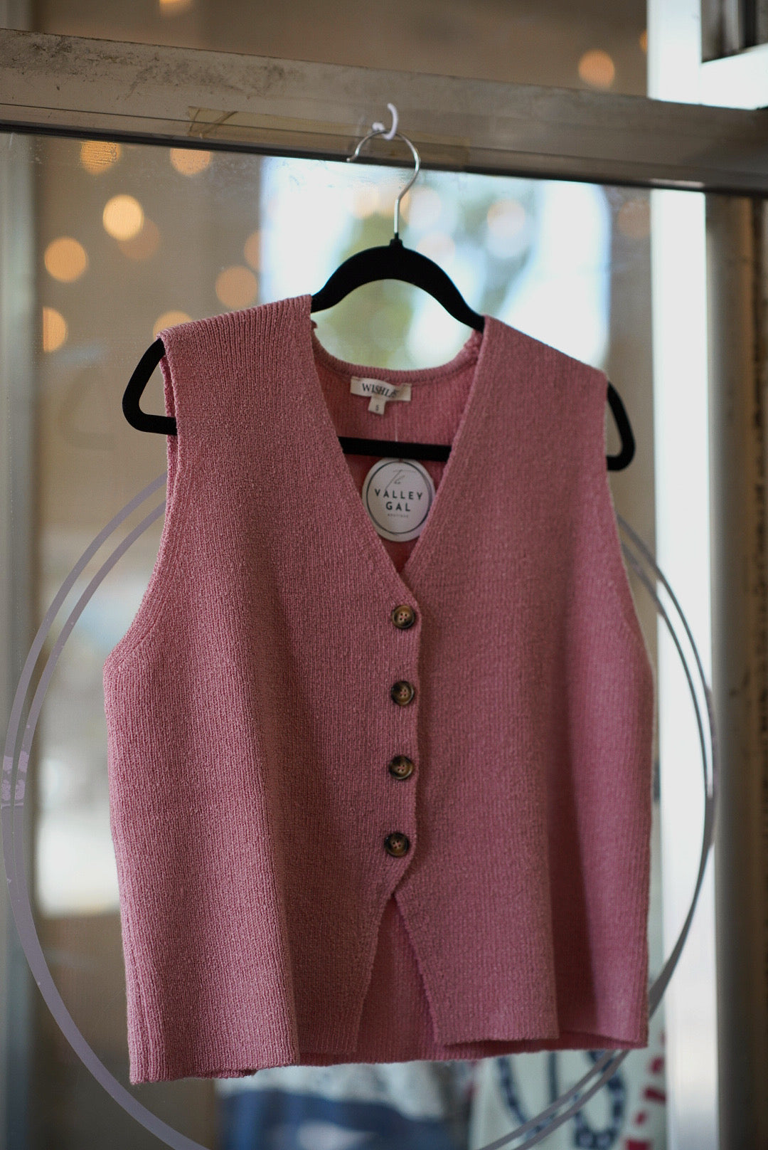 Button Up Sweater Vest Blush