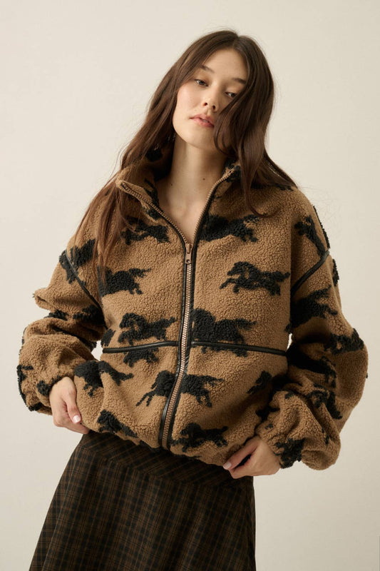 Horse Sherpa Fleece Jacket