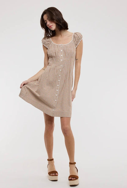 Gingham Button Up Mini Dress