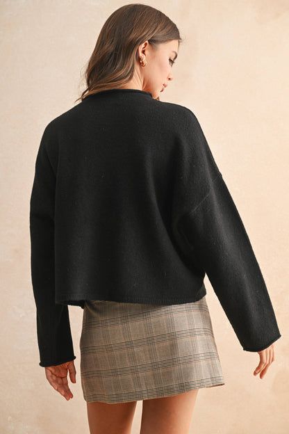 FRONT LACE TRIM KNITTED CARDI