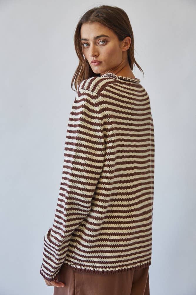Stripe Knit Sweater Chocolate