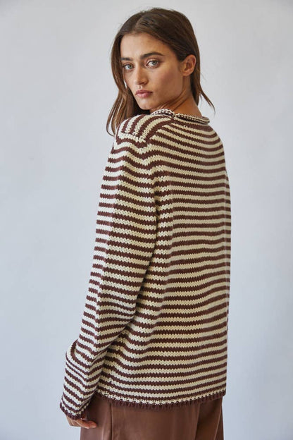 Stripe Knit Sweater Chocolate