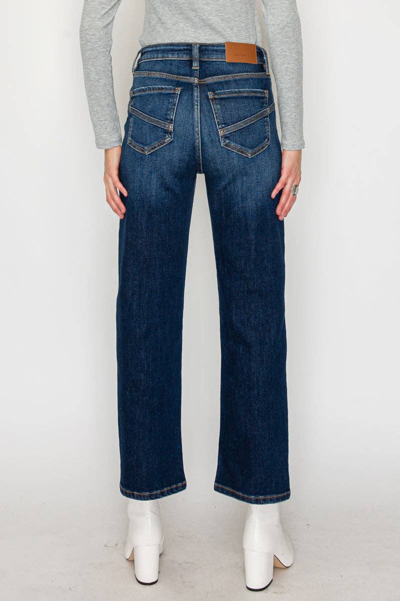 High Rise Straight   Western Detail Design Jeans