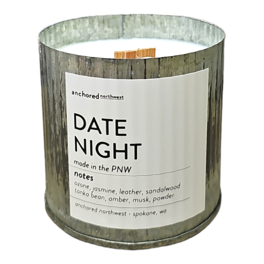 Date Night Wood Wick Candle, Rustic Vintage Farmhouse Decor