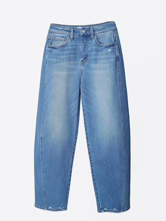 High Rise Medium Wash Barrel Jean