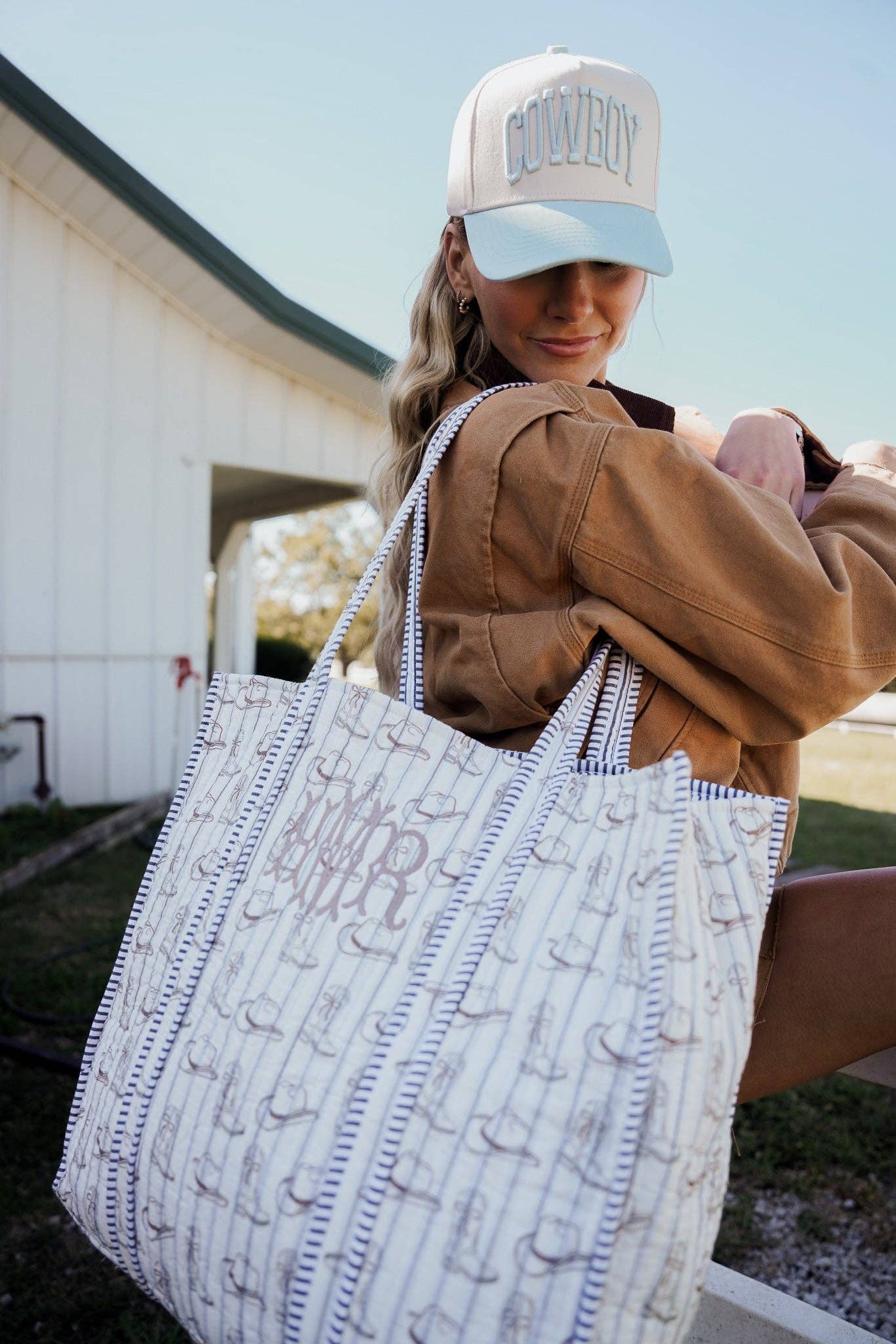 Western Blues Quilted Tote Bag