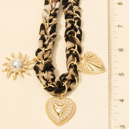 Charms Leopard Braided Bandana Necklace