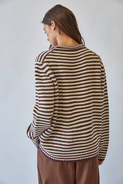 Stripe Knit Sweater Chocolate