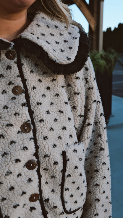 Button Sherpa Collar Jacket Black