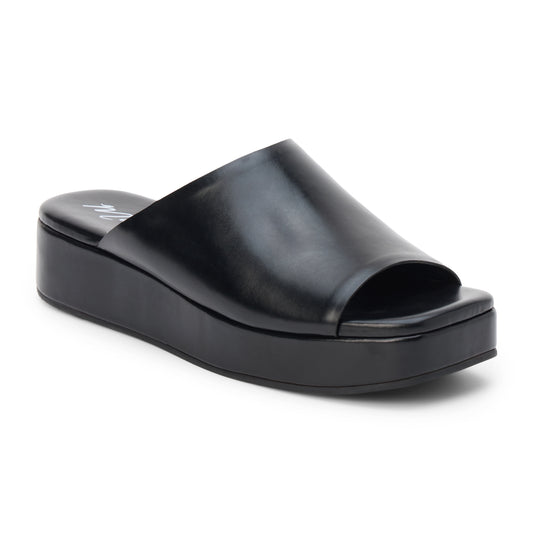 Lido Black Leather Slide Sandal