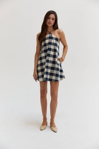 Gingham Halter Romper Dress