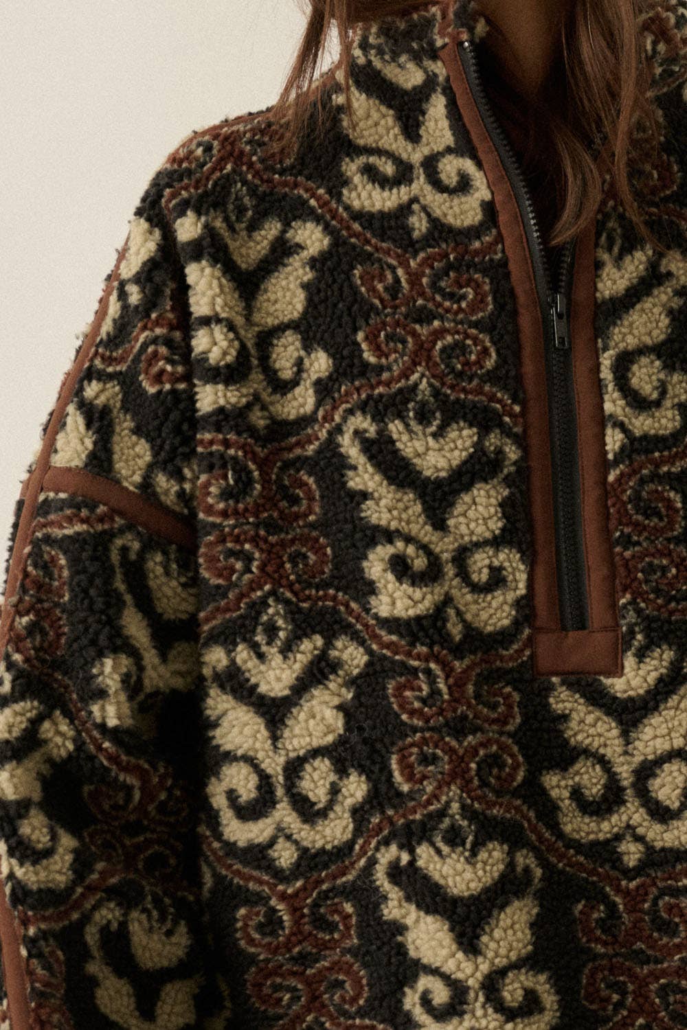 Ornate Sherpa Fleece Pullover