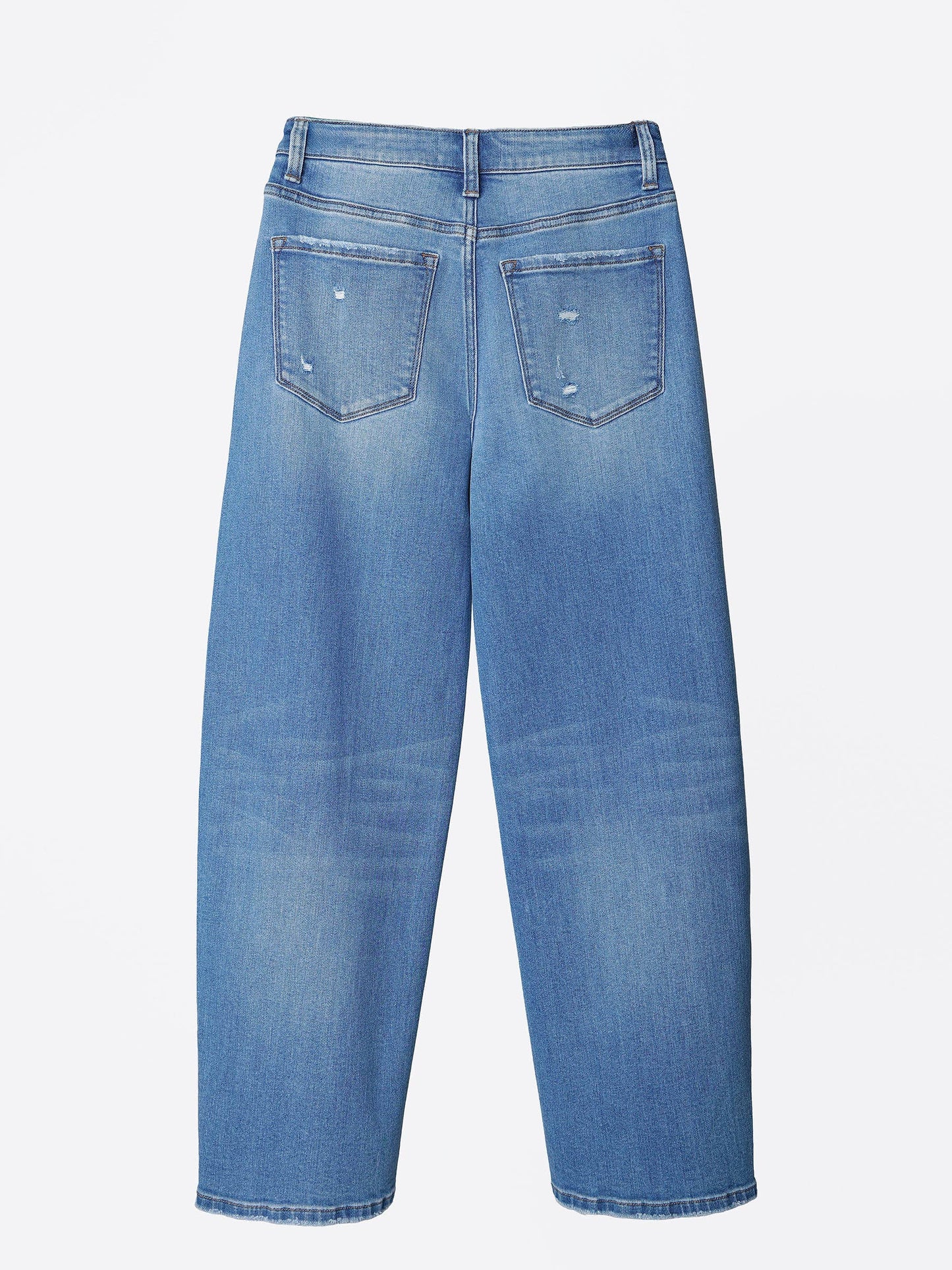 SUPER HIGH RISE MEDIUM WASH SEAMED BARREL JEANS T6589M