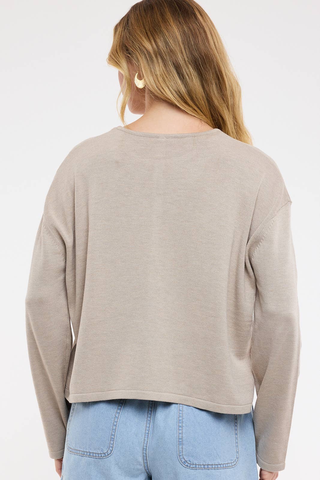 Button Up Light Weight Sweater Oatmeal
