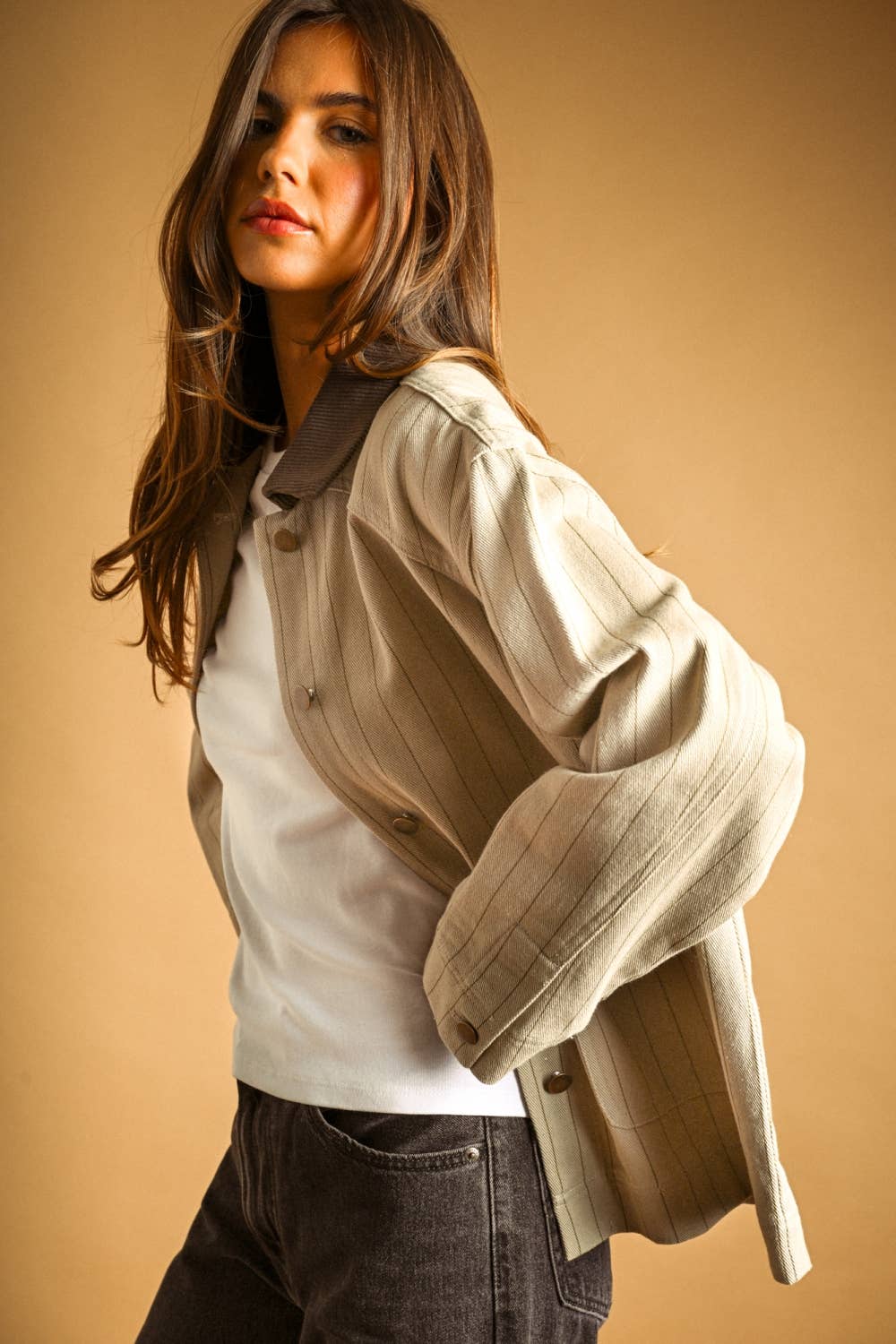 STRIPED PATTERN BARN JACKET