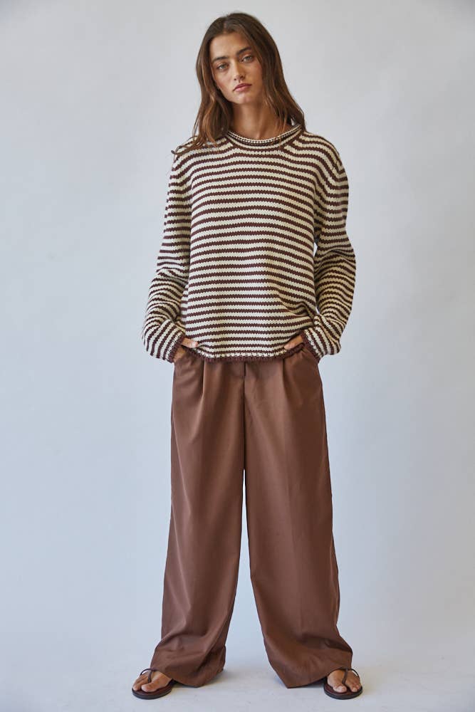 Stripe Knit Sweater Chocolate