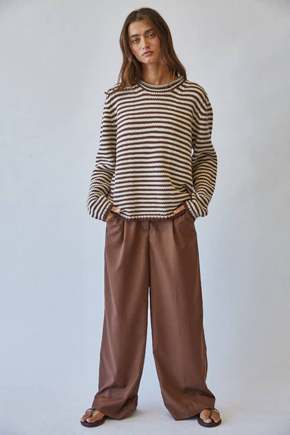Stripe Knit Sweater Chocolate