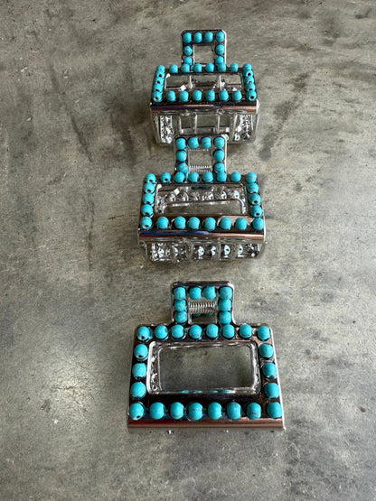 Mini Square Turquoise Claw Hair Clip