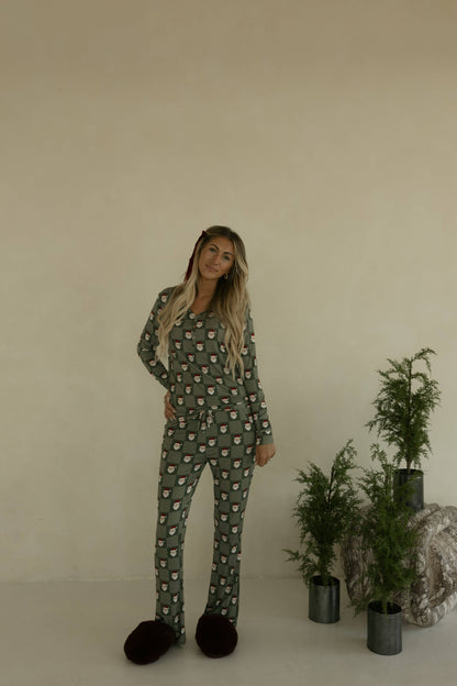 Women's Bamboo Pajamas | Santa Checkerboard