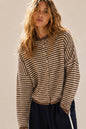 Soft Stripe Knit Sweater Cream + Brown