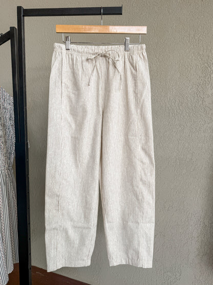 Striped Cream Linen Pant