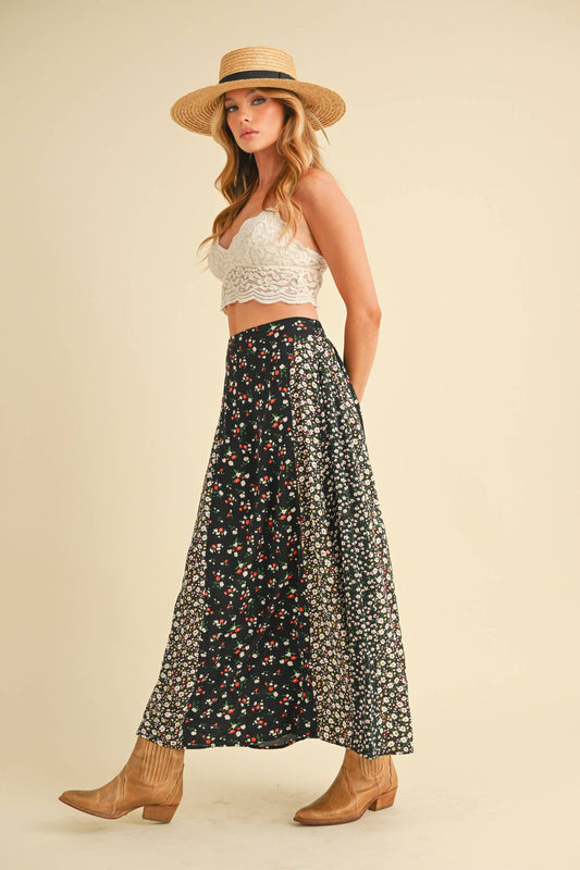 Melanie Floral Skirt Black