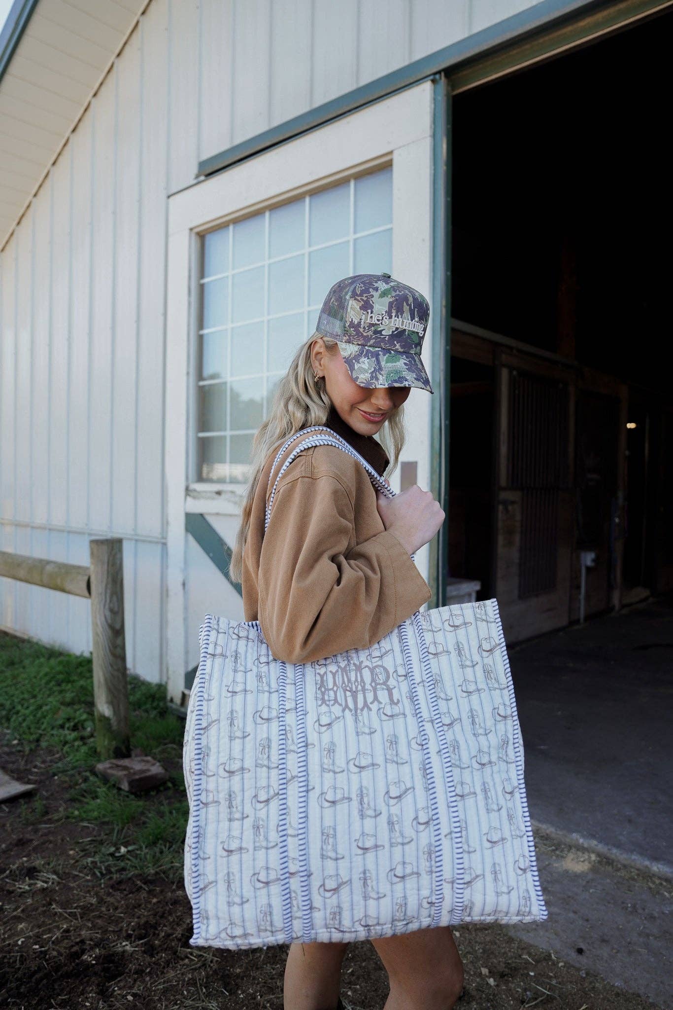 Western Blues Quilted Tote Bag