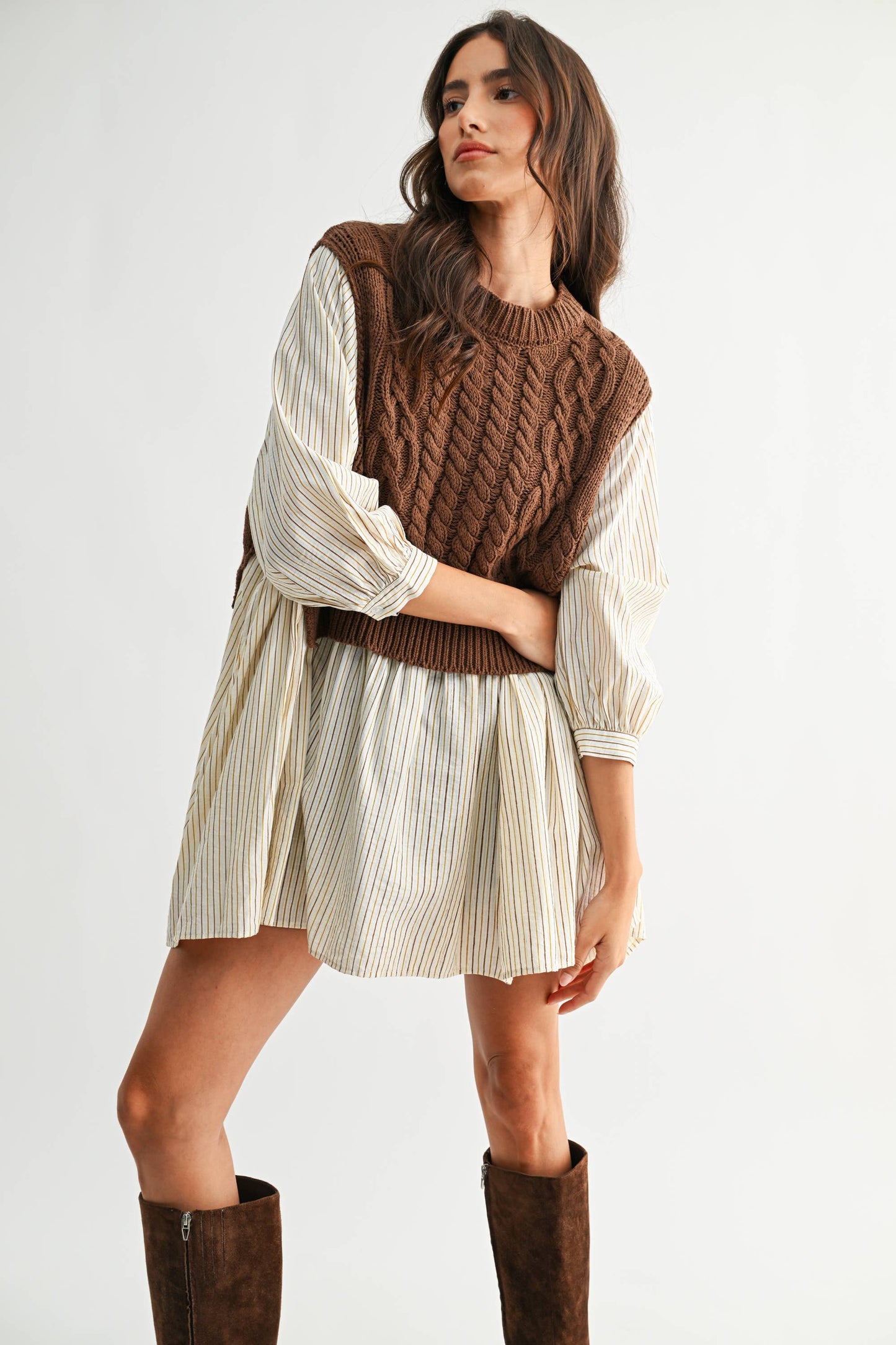 Layered Knit Sweater Dress