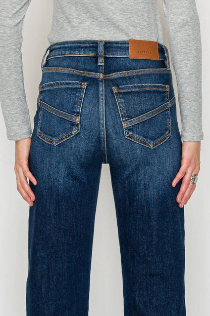 High Rise Straight   Western Detail Design Jeans
