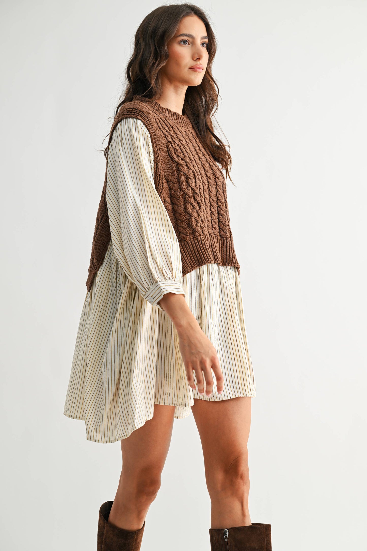 Layered Knit Sweater Dress