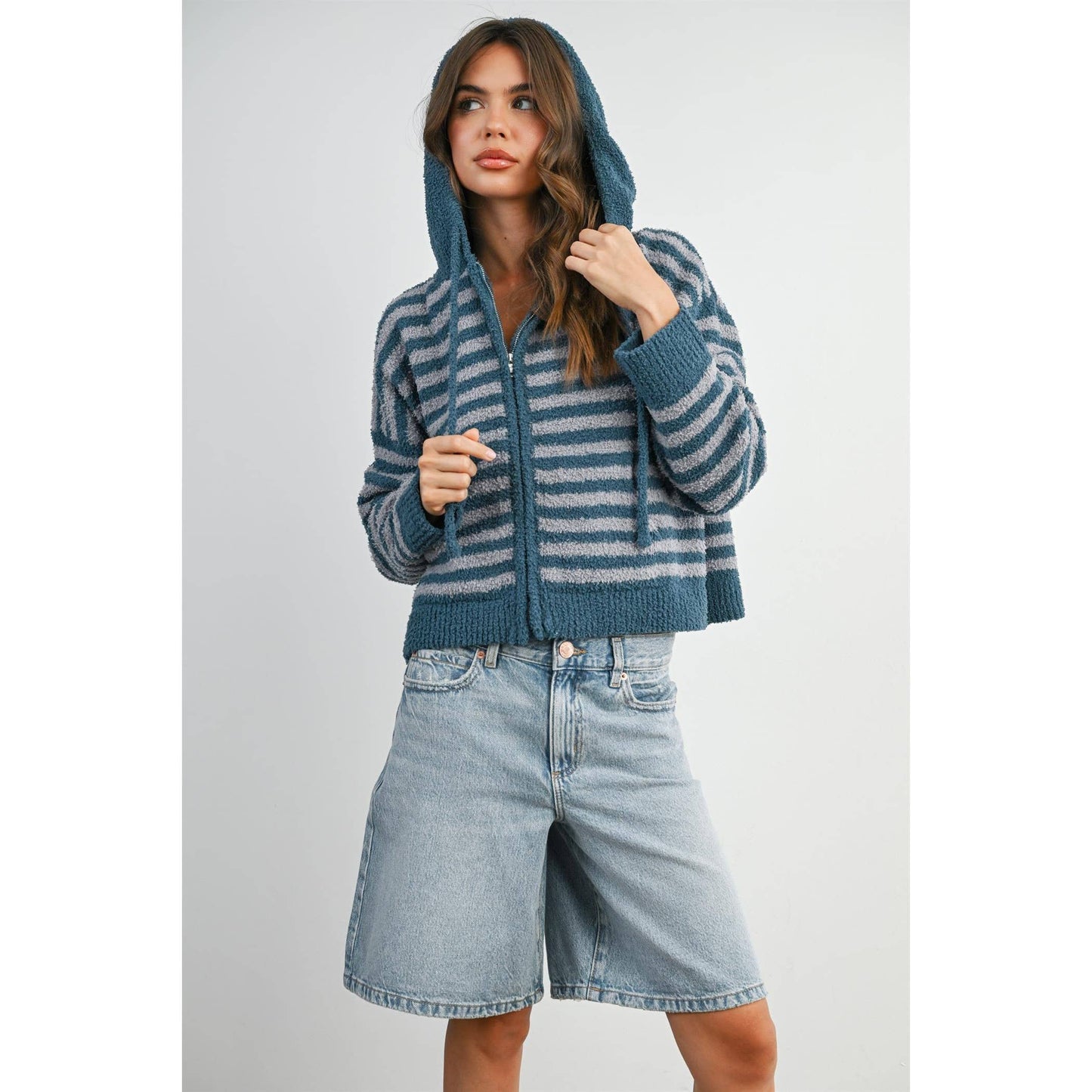 Pink Combo Stripe Zip-Up