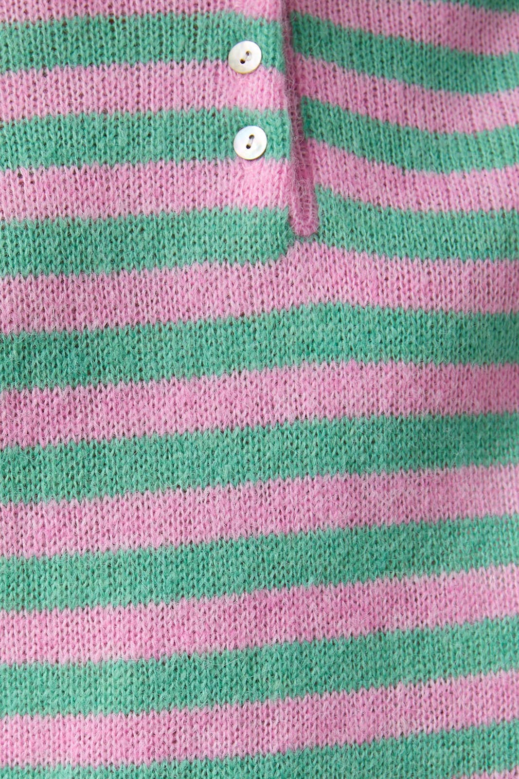 LONG SLEEVE ROLLED HEMLINE DETAIL STRIPE HALF BUTTON SWEATER