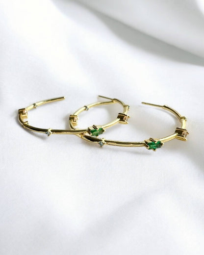 Emmie Colorful Rhinestone Hoops Earrings