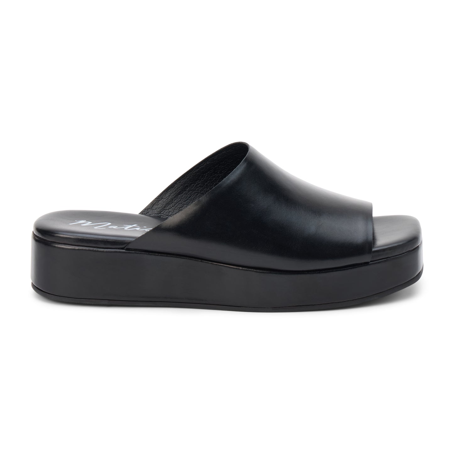 Lido Black Leather Slide Sandal