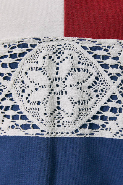 Lace Trim American Sweatshirt