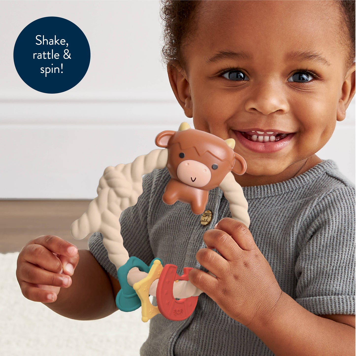 Rattle™ Silicone Teether Rattles Cow