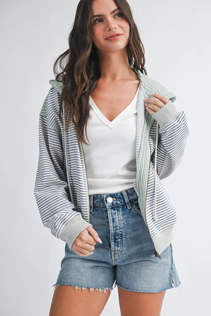5189HK Striped Zip Hoodie