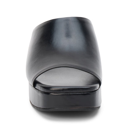 Lido Black Leather Slide Sandal