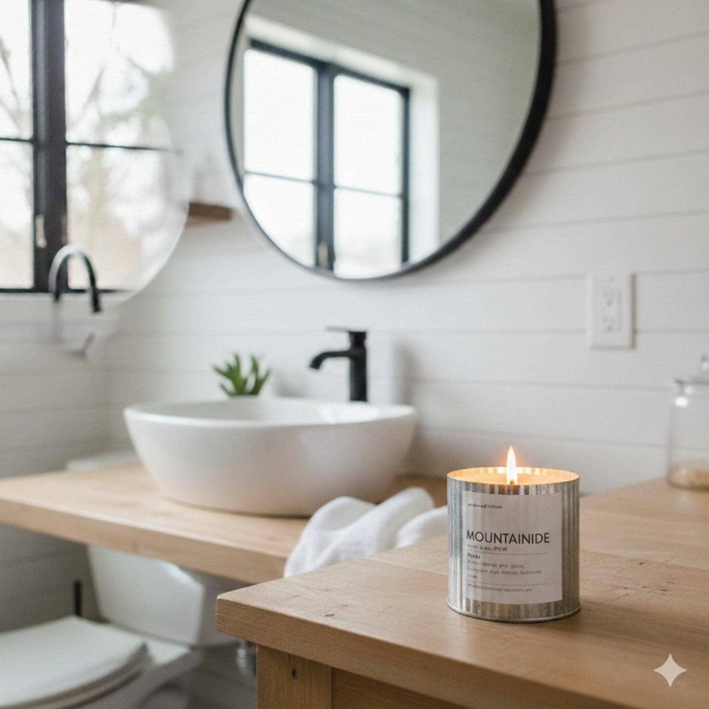 Mountainside Wood Wick Candle, Rustic Farmhouse Decor