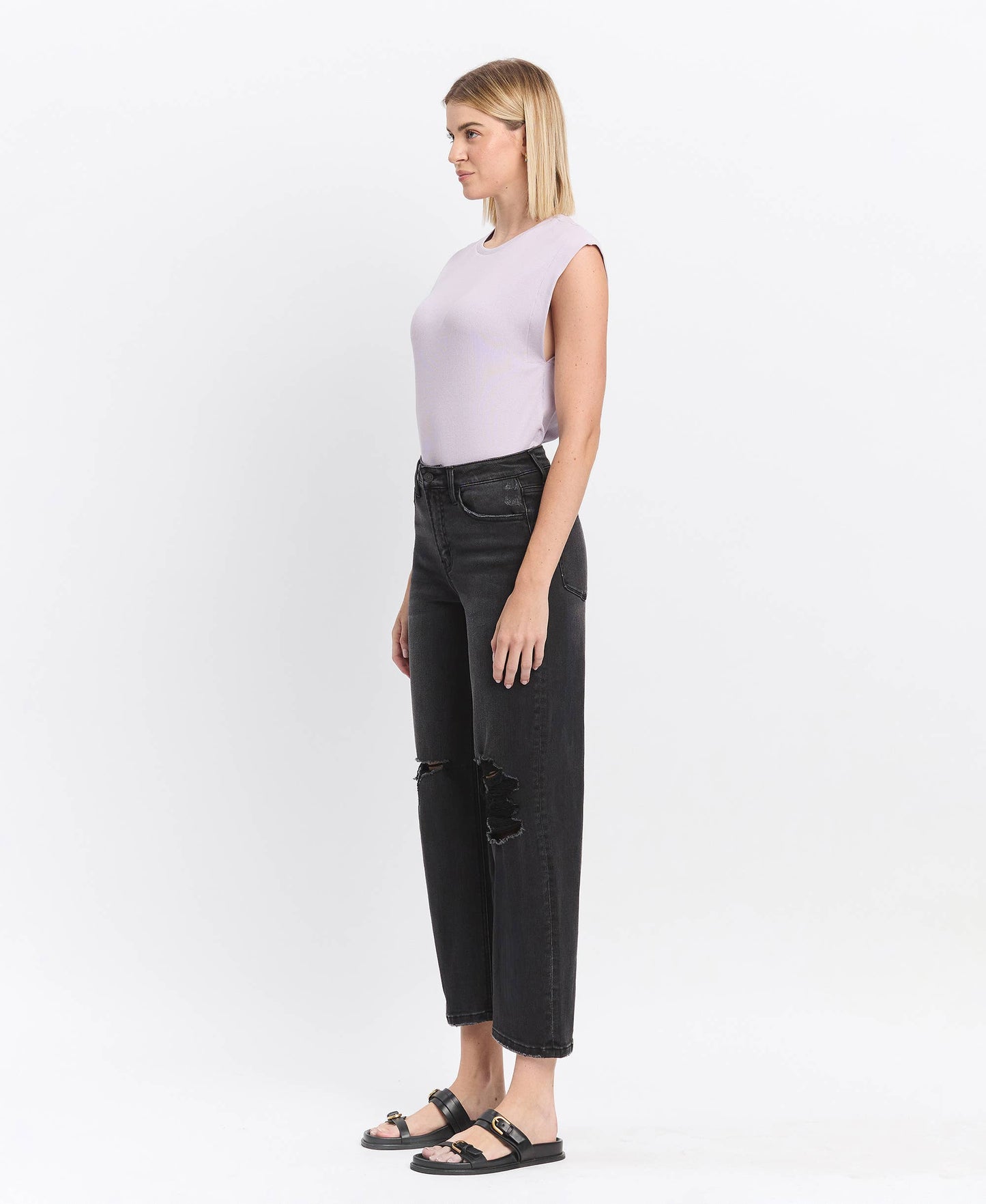 HIGH RISE BARREL JEANS T6568