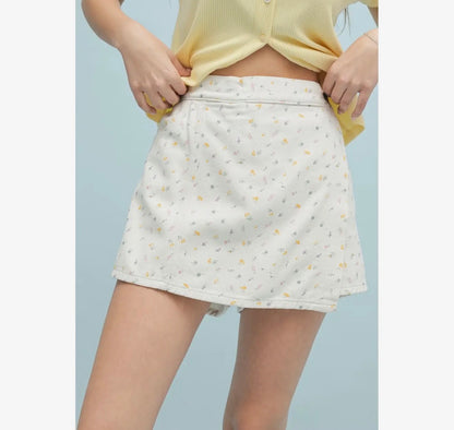 Floral Denim Skort
