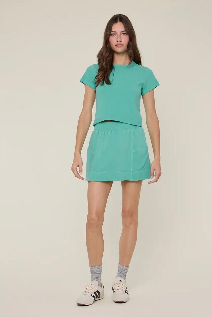 Knit Top + Skirt Set Seafoam