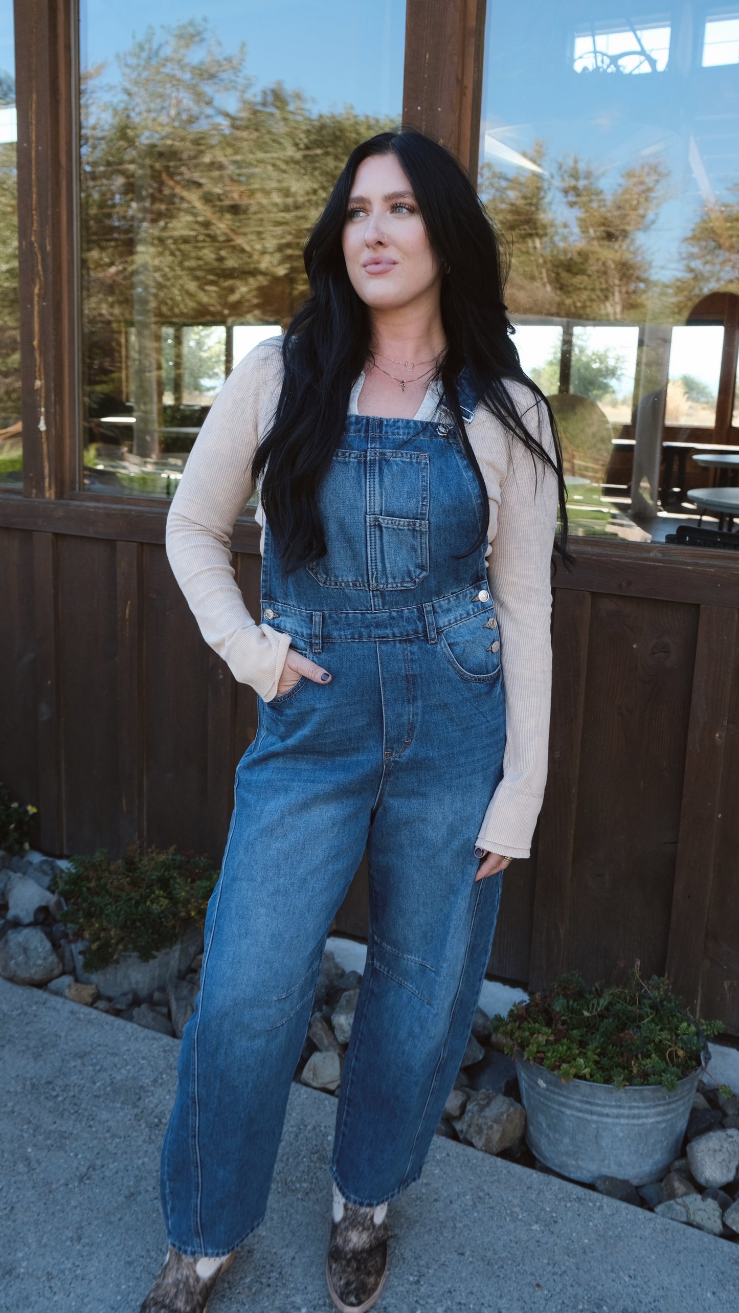 DENIM BARREL OVERALLS BLUE