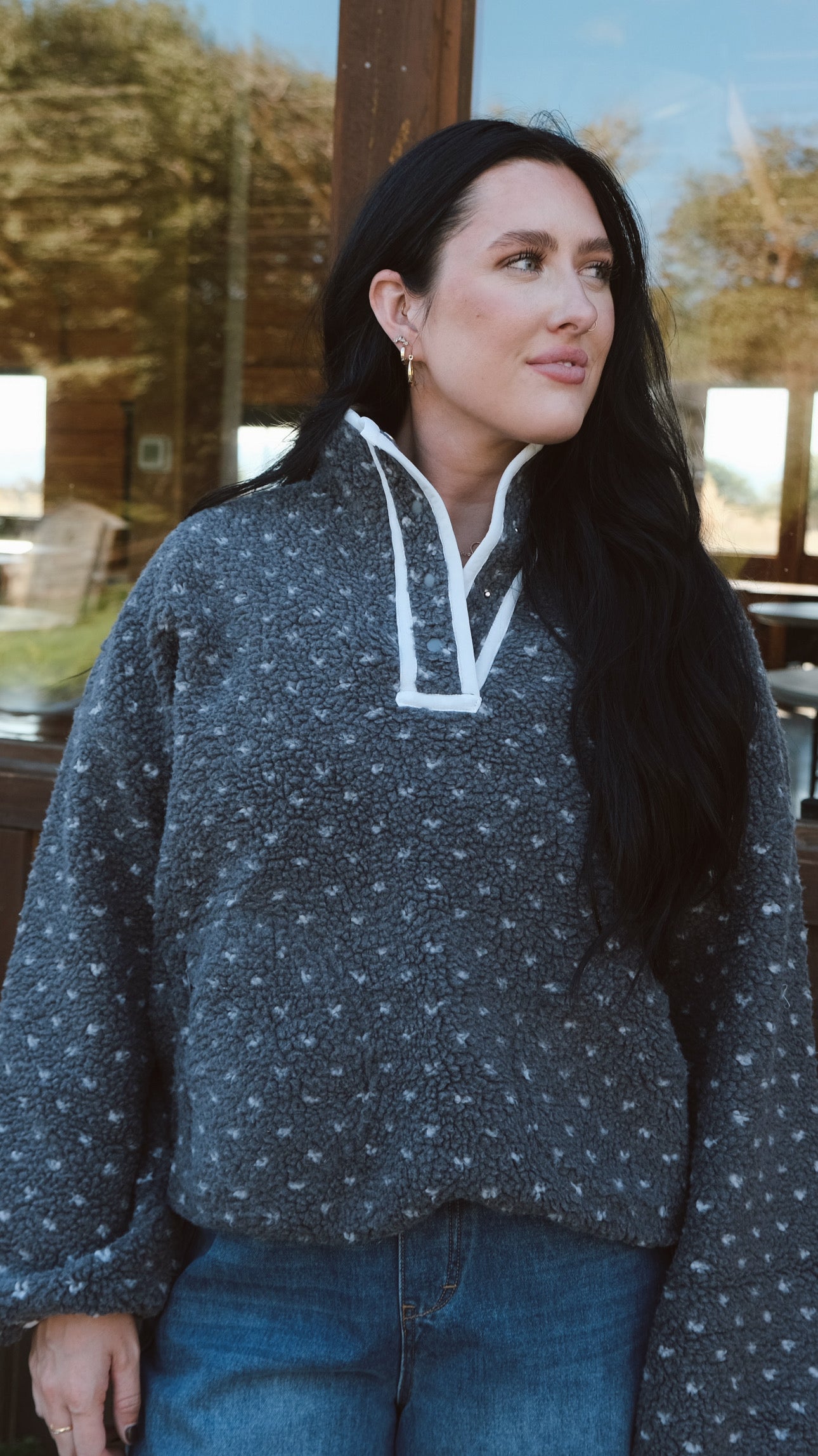 HEART SHERPA FLEECE PULLOVER