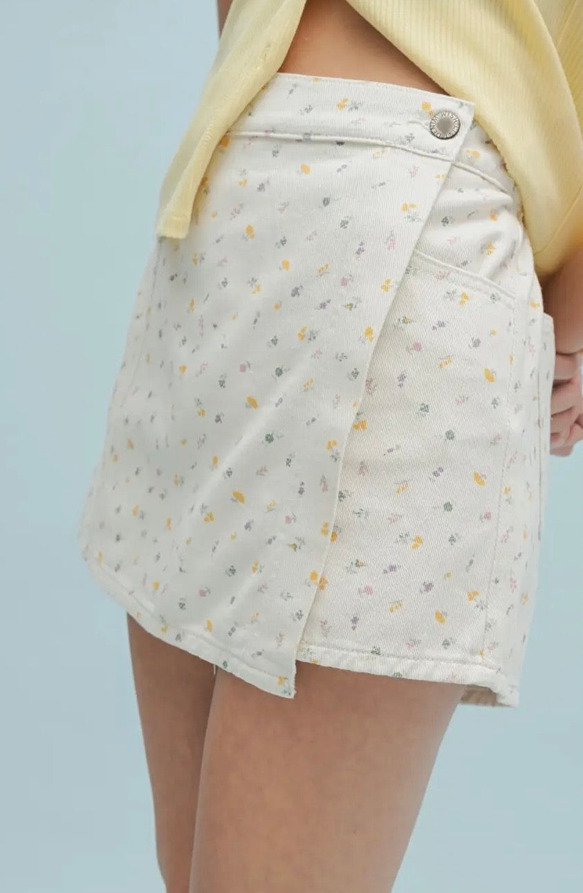 Floral Denim Skort