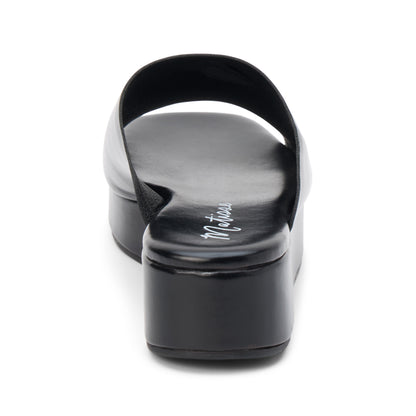 Lido Black Leather Slide Sandal