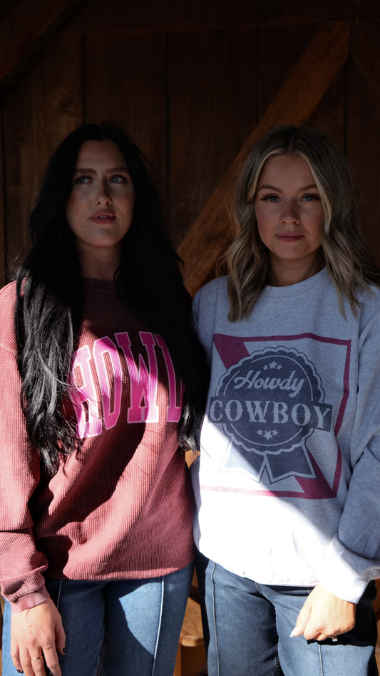 Howdy MAROON Corded Sweatshirt